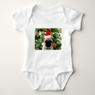 Mops Welpe Hund Weihnachtsbaum Ornamente Schneeman Baby Strampler
