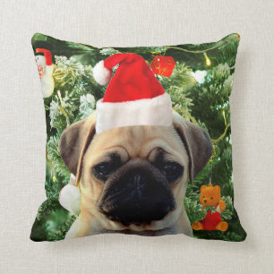 Mops Welpe Hund Weihnachtsbaum Ornamente Schneeman Kissen