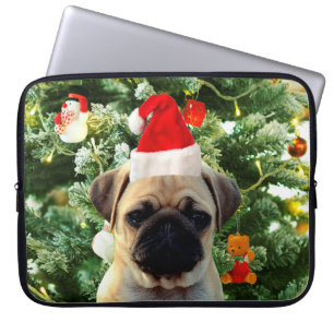 Mops Welpe Hund Weihnachtsbaum Ornamente Schneeman Laptopschutzhülle