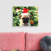 Mops Welpe Hund Weihnachtsbaum Ornamente Schneeman Leinwanddruck (Insitu (Wohnzimmer))