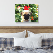 Mops Welpe Hund Weihnachtsbaum Ornamente Schneeman Leinwanddruck (Insitu (Schlafzimmer))