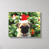 Mops Welpe Hund Weihnachtsbaum Ornamente Schneeman Leinwanddruck (Vorderseite)