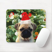 Mops Welpe Hund Weihnachtsbaum Ornamente Schneeman Mousepad (Mit Mouse)