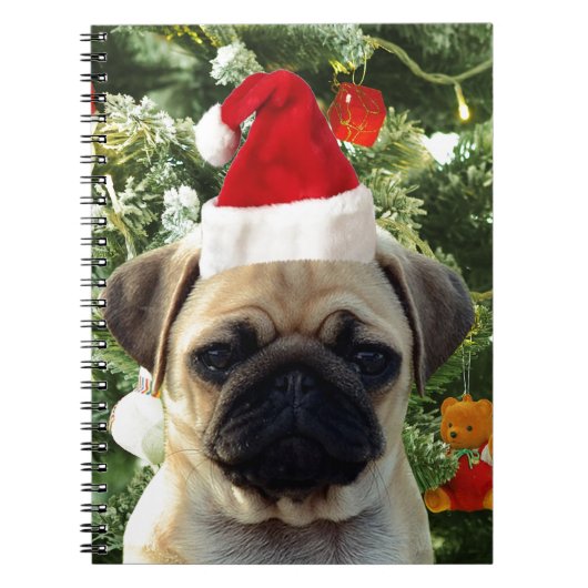 Mops Welpe Hund Weihnachtsbaum Ornamente Schneeman Notizblock (Vorderseite)