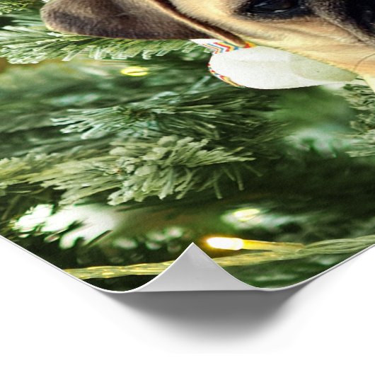 Mops Welpe Hund Weihnachtsbaum Ornamente Schneeman Poster (Ecke)