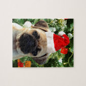 Mops Welpe Hund Weihnachtsbaum Ornamente Schneeman Puzzle (Horizontal)