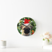 Mops Welpe Hund Weihnachtsbaum Ornamente Schneeman Runde Wanduhr (Zuhause)