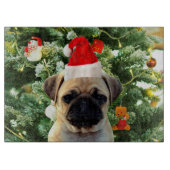 Mops Welpe Hund Weihnachtsbaum Ornamente Schneeman Schneidebrett (Vorderseite)