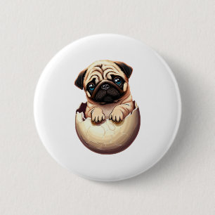 Mops-Welpe im Ei - Süßes Hundedesign Button