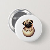Mops-Welpe im Ei - Süßes Hundedesign Button (Vorne & Hinten)