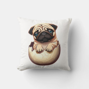 Mops-Welpe im Ei - Süßes Hundedesign Kissen