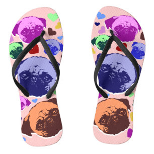 Mops-Welpe im PopArt Retro-Stil Badesandalen