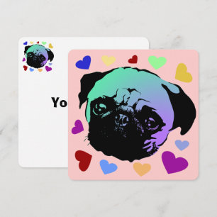 Mops-Welpe im PopArt Retro-Stil Einladung