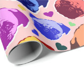 Mops-Welpe im PopArt Retro-Stil Geschenkpapier (Rolleneckpunkt)