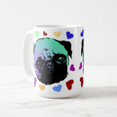 Mops-Welpe im PopArt-Retro-Stil Kaffeetasse (Vorderseite Links)