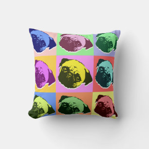 Mops-Welpe im PopArt-Retro-Stil Kissen
