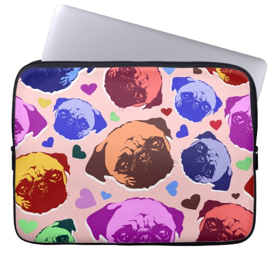 Mops-Welpe im PopArt Retro-Stil Laptopschutzhülle (Vorderseite)
