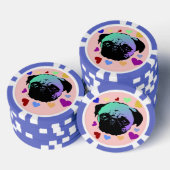Mops-Welpe im PopArt-Retro-Stil Pokerchips (Stapel)