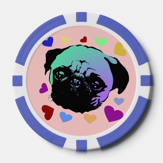 Mops-Welpe im PopArt-Retro-Stil Pokerchips (Vorderseite)