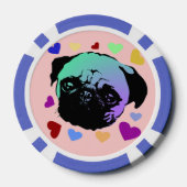 Mops-Welpe im PopArt-Retro-Stil Pokerchips (Rückseite)