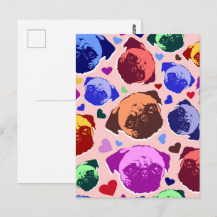 Mops-Welpe im PopArt-Retro-Stil Postkarte