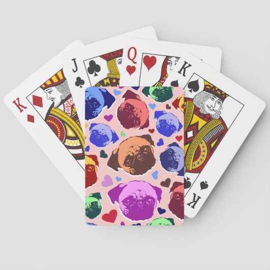 Mops-Welpe im PopArt-Retro-Stil Spielkarten (Rückseite)