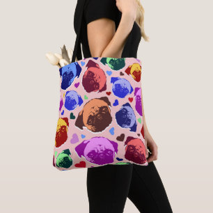 Mops-Welpe im PopArt Retro-Stil Tasche