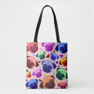 Mops-Welpe im PopArt Retro-Stil Tasche