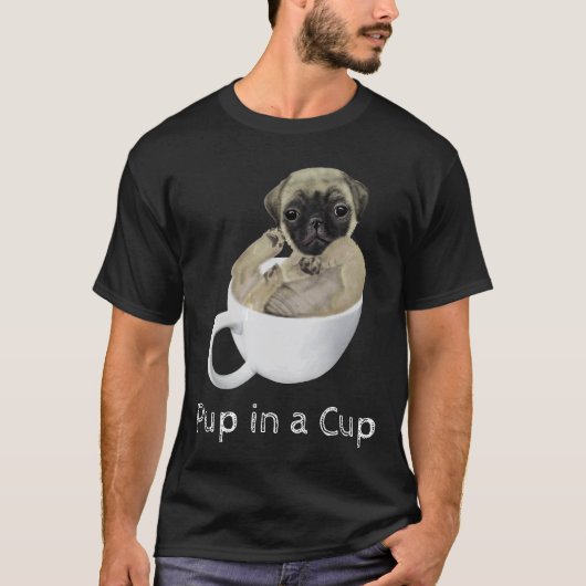 Mops-Welpe in einer Teetasse T-Shirt (Vorderseite)