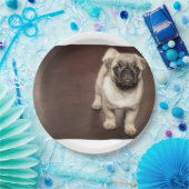 Mops-Welpe in Sepia Pappteller (Party)