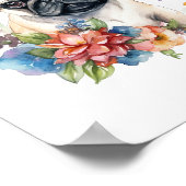 Mops Welpe Pet Wasserfarbe Blume Poster (Ecke)