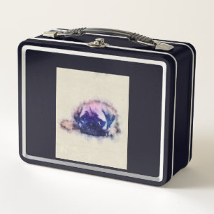 Mops Welpe Sketch Mops Hunde Liebhaber Geschenk Metall Brotdose