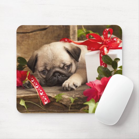 Mops-Welpe und Geschenkboxen Mousepad (Mit Mouse)