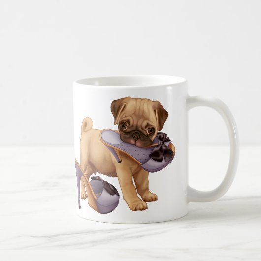 Mops-Welpe und Schuh Kaffeetasse (Rechts)