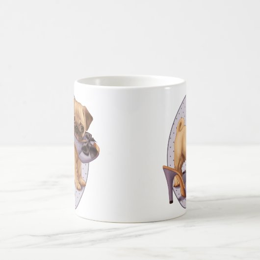 Mops-Welpe und Schuh Kaffeetasse (Mittel)