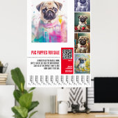Mops Welpe zum Verkauf Poster-Vorlagen Poster (Heimbüro)