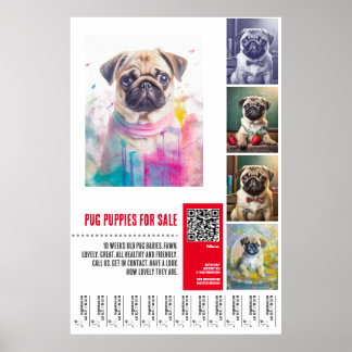 Mops Welpe zum Verkauf Poster-Vorlagen Poster