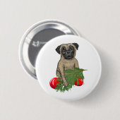 Mops Welpen Adorable Christmas Dog Art Button (Vorne & Hinten)