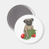 Mops Welpen Adorable Christmas Dog Art Magnet (Vorderseite/Rückseite)