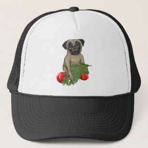 Mops Welpen Adorable Christmas Dog Art Truckerkappe