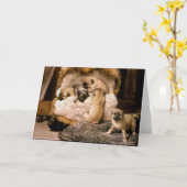 Mops Welpen Card Karte (Gelbe Blume)