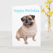 Mops Welpen Happy Birthday Card - Verse drinnen Karte (Gelbe Blume)