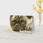 Mops Welpen Happy Birthday Card - Verse drinnen Karte (Gelbe Blume)