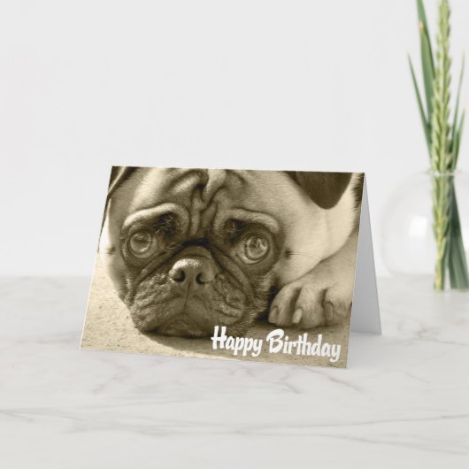 Mops Welpen Happy Birthday Card - Verse drinnen Karte (Vorderseite)