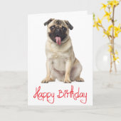 Mops Welpen Happy Birthday Card - Verse drinnen Karte (Gelbe Blume)
