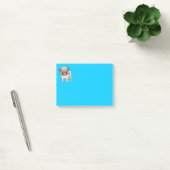 Mops Welpen-Hund-Cartoon Graphic Blue Notes Post-it Klebezettel (Büro)