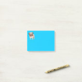 Mops Welpen-Hund-Cartoon Graphic Blue Notes Post-it Klebezettel (Auf Schreibtisch)