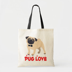 Mops-Welpen-Hund Cartoon-Leinwand-Einkaufstasche Tragetasche