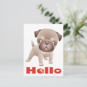Mops Welpen Hund Gruß Postkarte (Stehend Vorderseite)