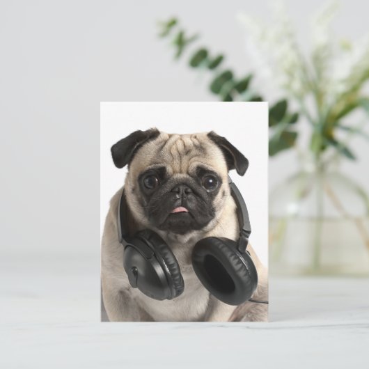Mops Welpen Hund Gruß Postkarte (Stehend Vorderseite)